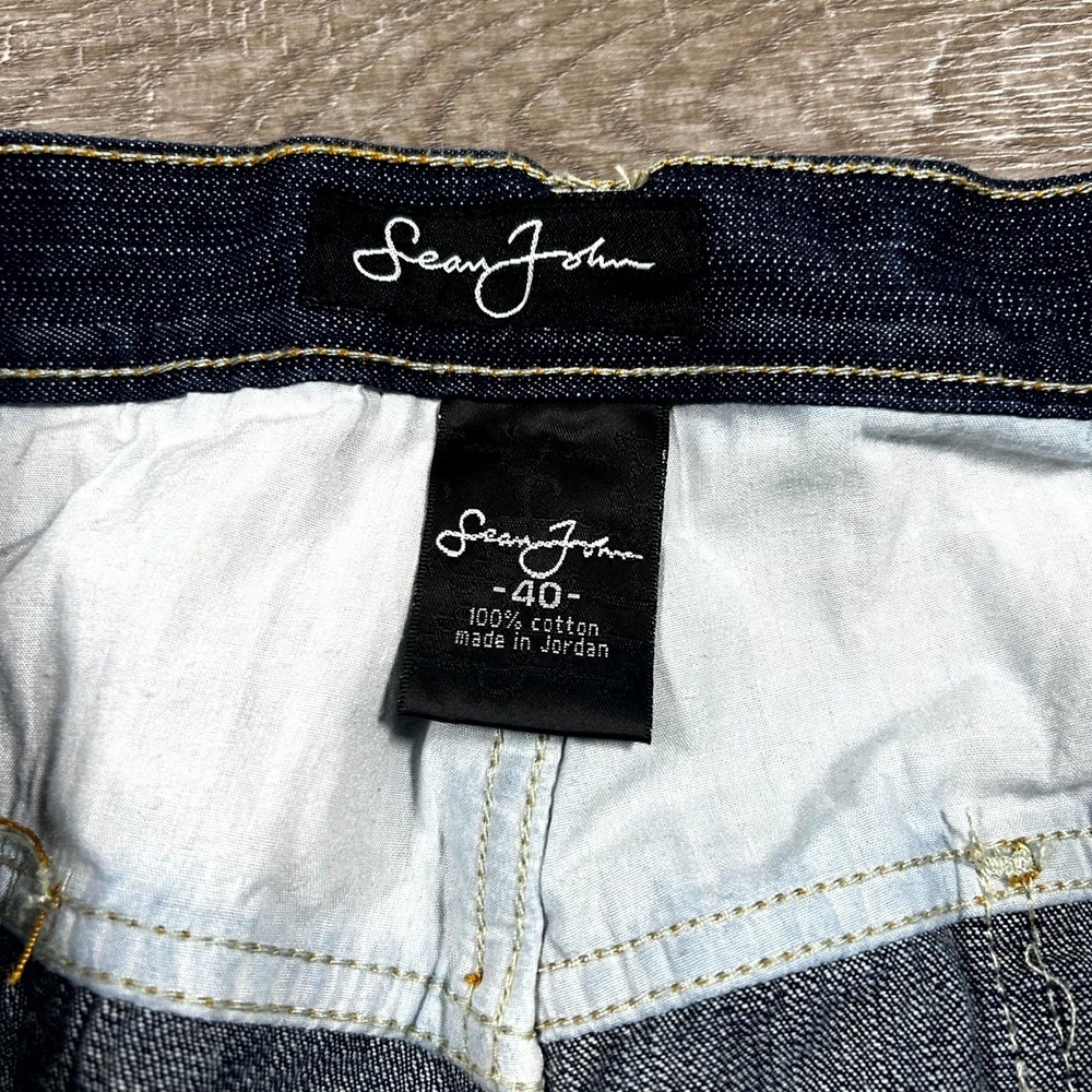 VTG Y2K Sean John Bermuda Shorts Men's 40 Blue Denim Oversized Baggy Hip Hop - Picture 4 of 9